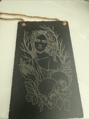 Slate Hanging Wall Art Plaque in Black - Persephone 10 in